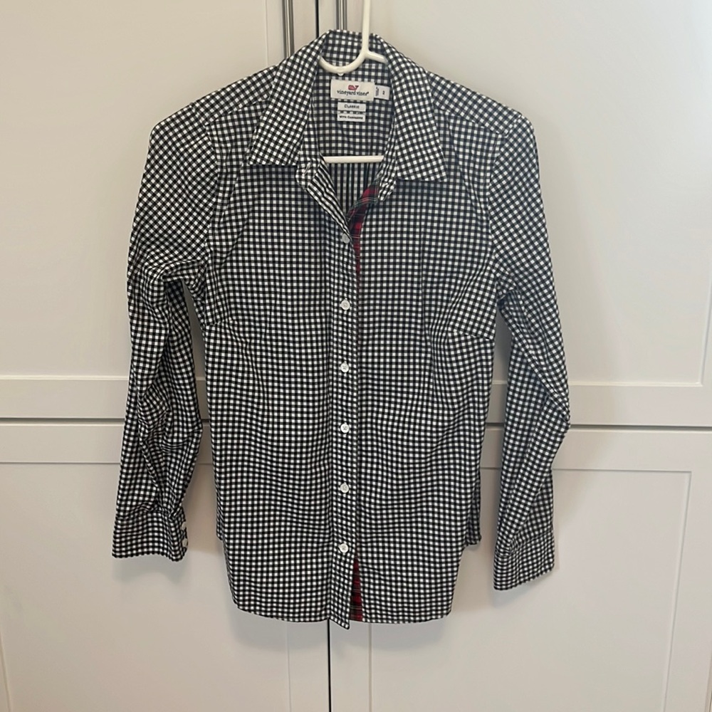 Vineyard Vines Black and White Gingham Holiday Shirt